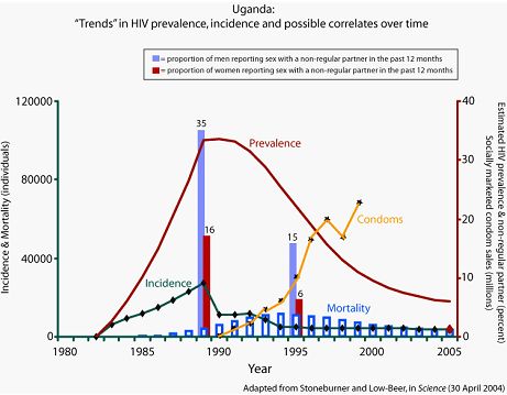 Figure 2: Trends in HIV prevalence, incidence and possible correlates over time (source: EAC, 2009).